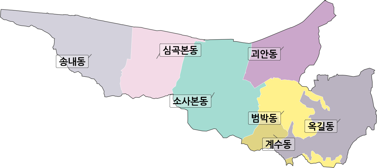 경기도 부천시 소사구 법정동 행정구역 경계 지도