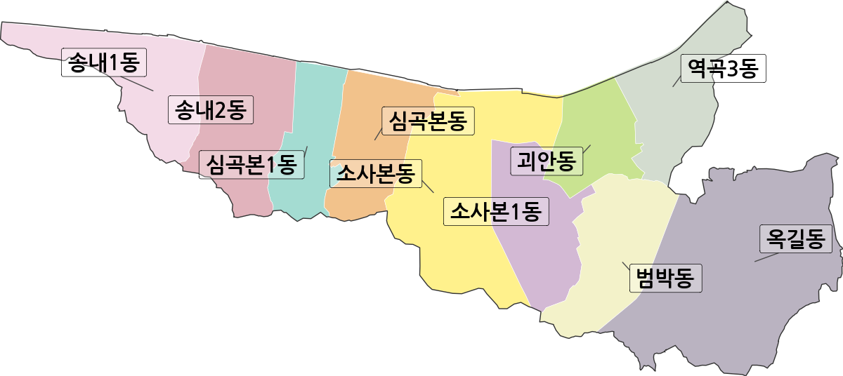경기도 부천시 소사구 행정동 행정구역 경계 지도
