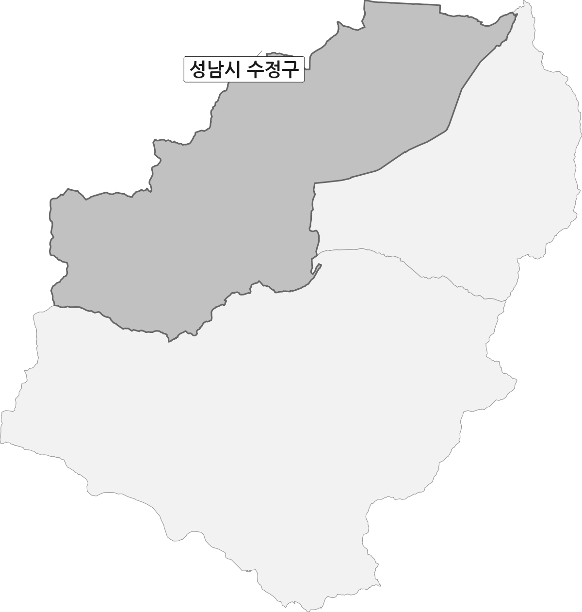 경기도 성남시 범위 내 수정구 행정구역 경계 지도
