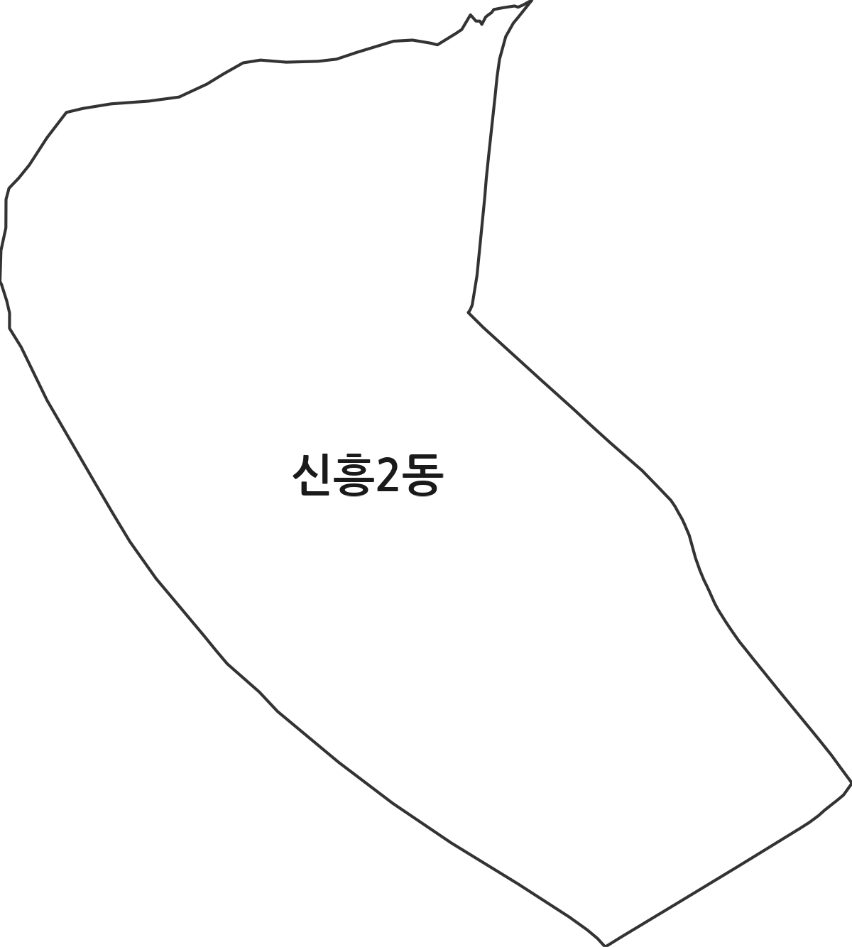 경기도 성남시 수정구 신흥2동 행정동 행정구역 경계 지도