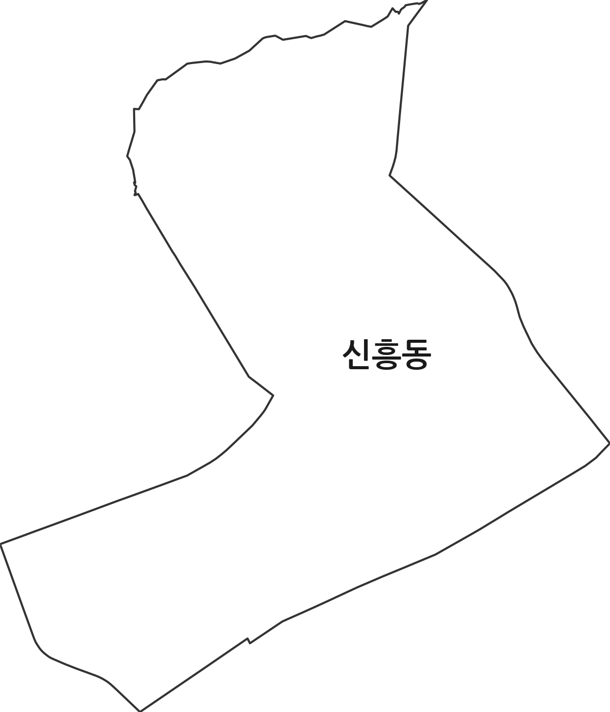 경기도 성남시 수정구 신흥동 법정동 행정구역 경계 지도