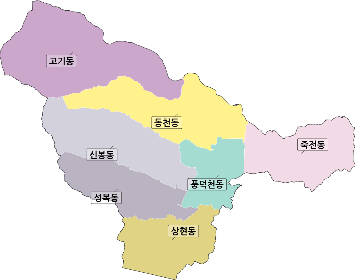 경기도 용인시 수지구 법정동 행정구역 경계 지도