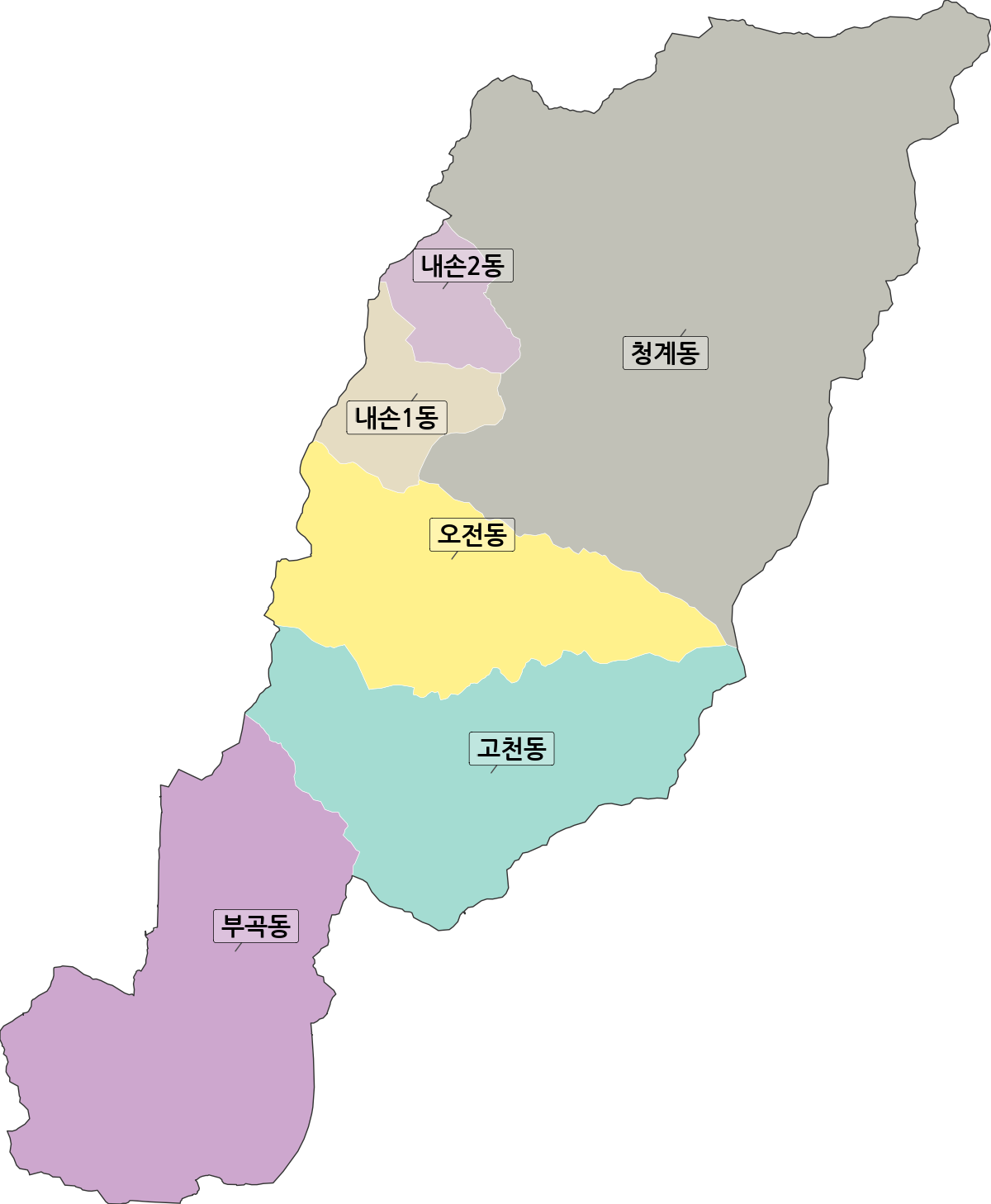 경기도 의왕시 행정동 행정구역 경계 지도
