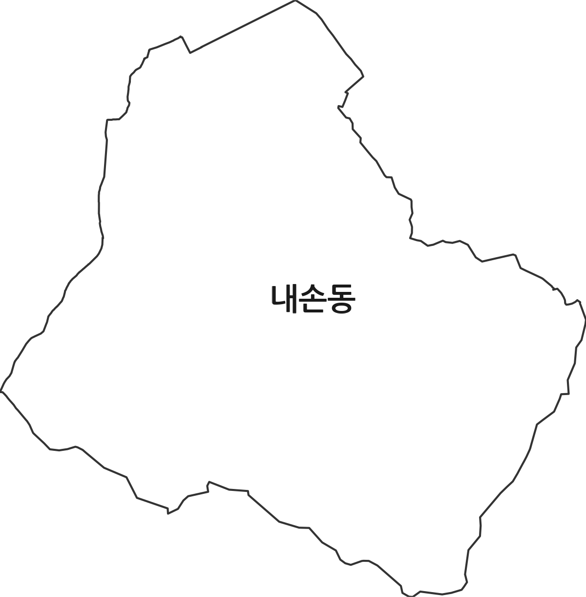경기도 의왕시 내손동 법정동 행정구역 경계 지도