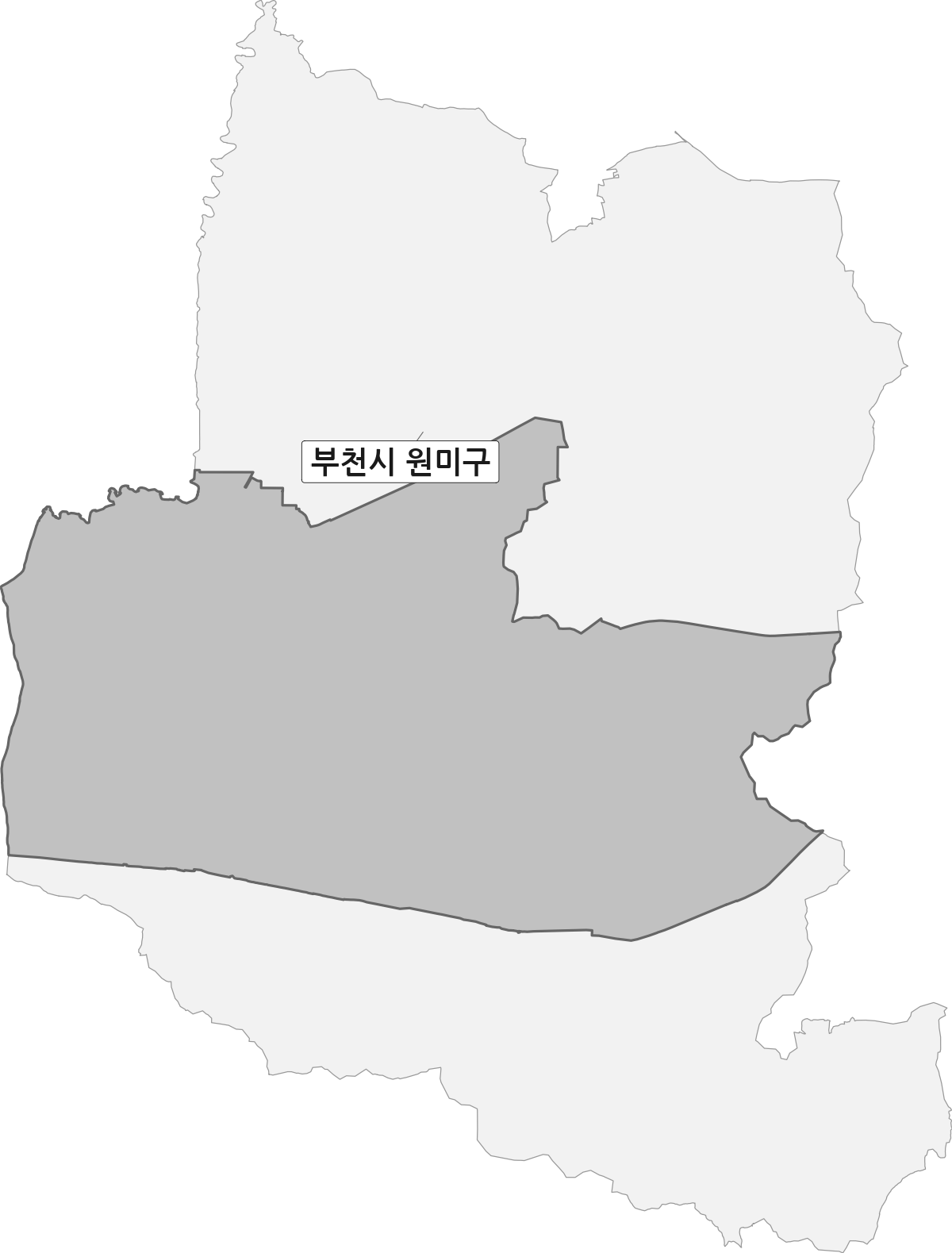 경기도 부천시 범위 내 원미구 행정구역 경계 지도