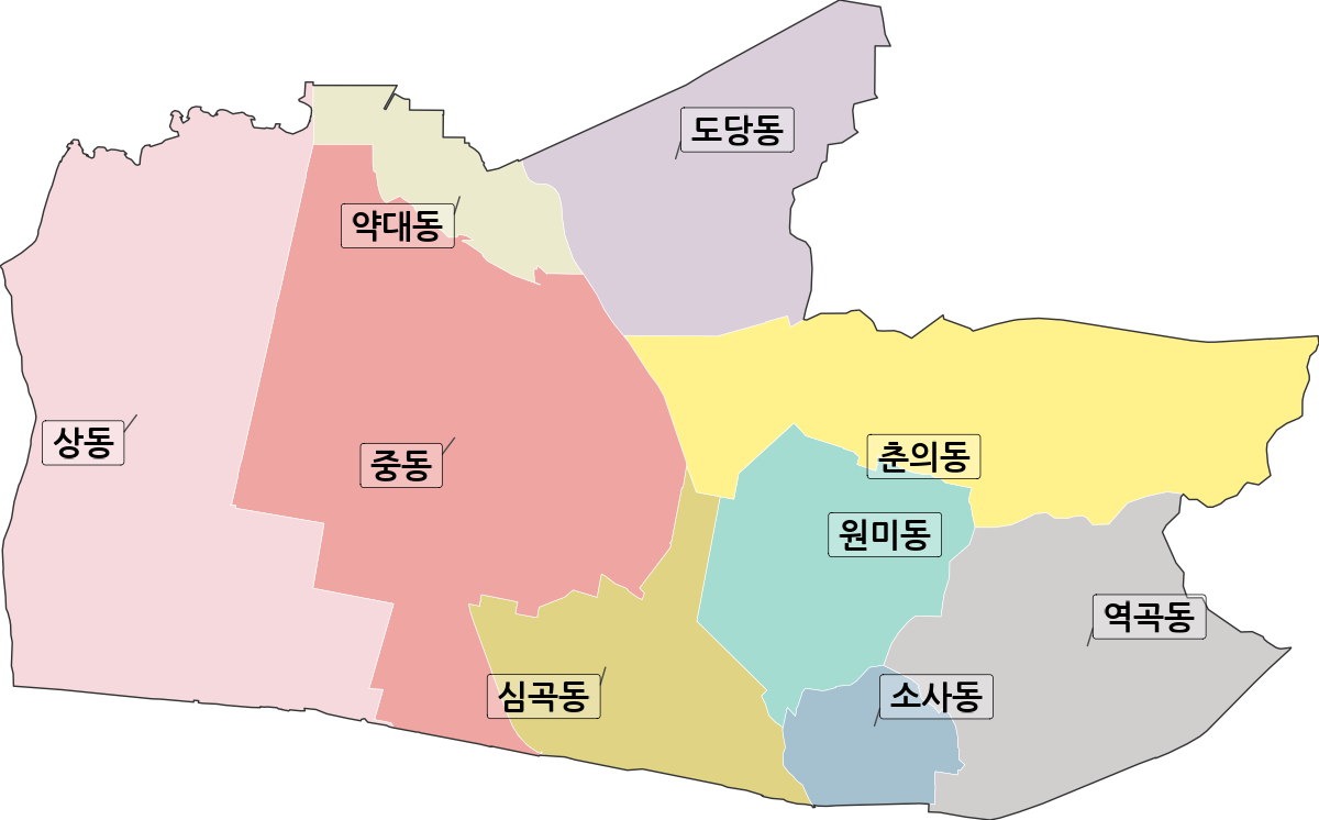 경기도 부천시 원미구 법정동 행정구역 경계 지도