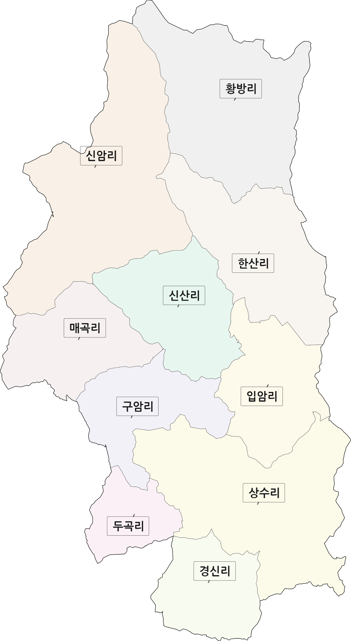 경기도 양주시 남면 법정동 리 구분 행정구역 경계 지도