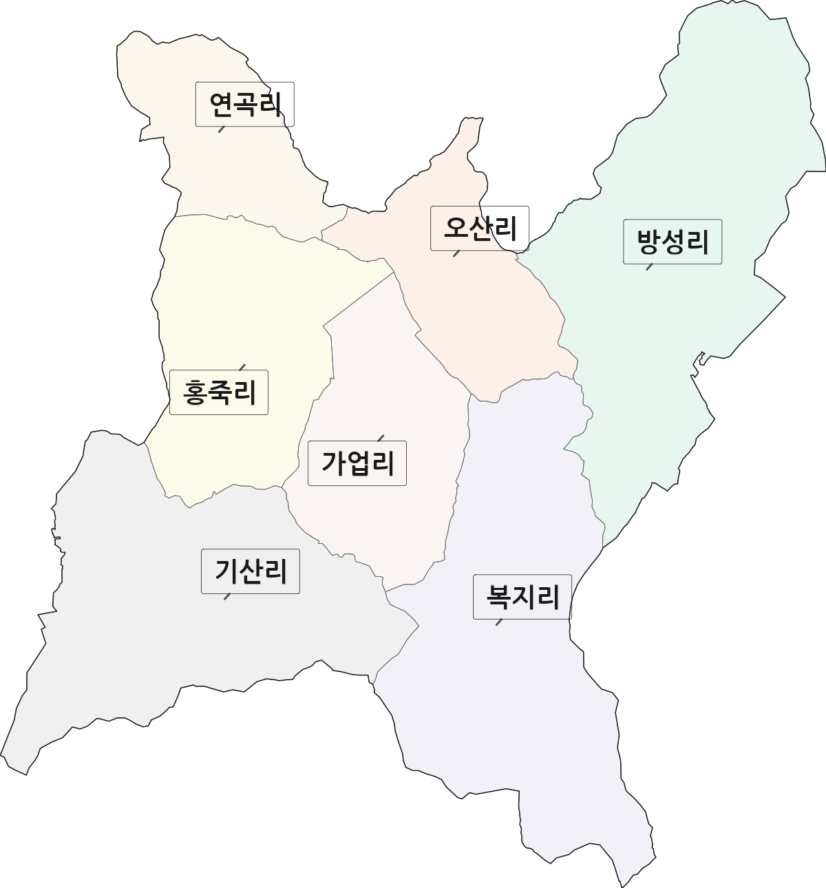 경기도 양주시 백석읍 법정동 리 구분 행정구역 경계 지도