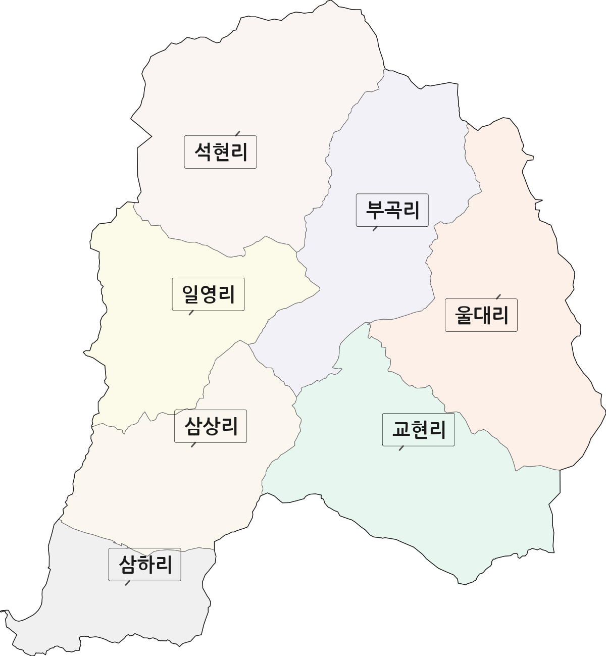 경기도 양주시 장흥면 법정동 리 구분 행정구역 경계 지도