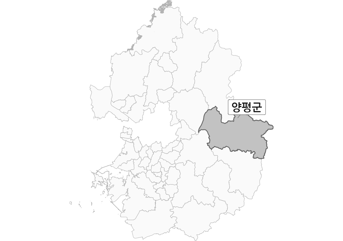 경기도 범위 내 양평군 행정구역 경계 지도