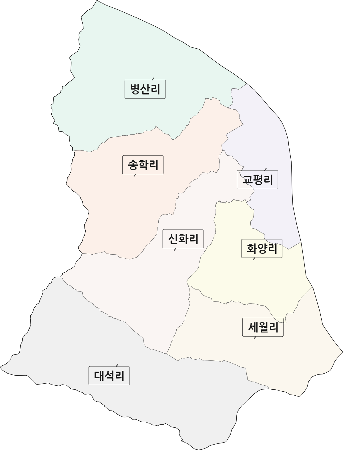 경기도 양평군 강상면 법정동 리 구분 행정구역 경계 지도