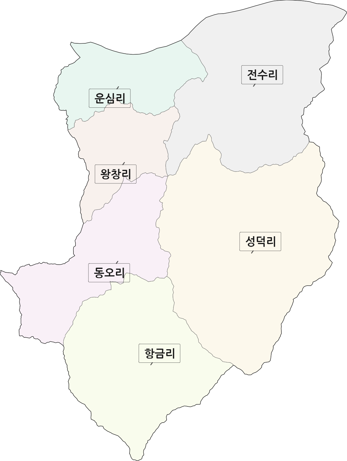 경기도 양평군 강하면 법정동 리 구분 행정구역 경계 지도