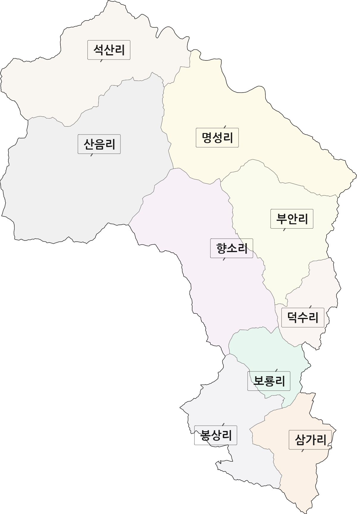 경기도 양평군 단월면 법정동 리 구분 행정구역 경계 지도
