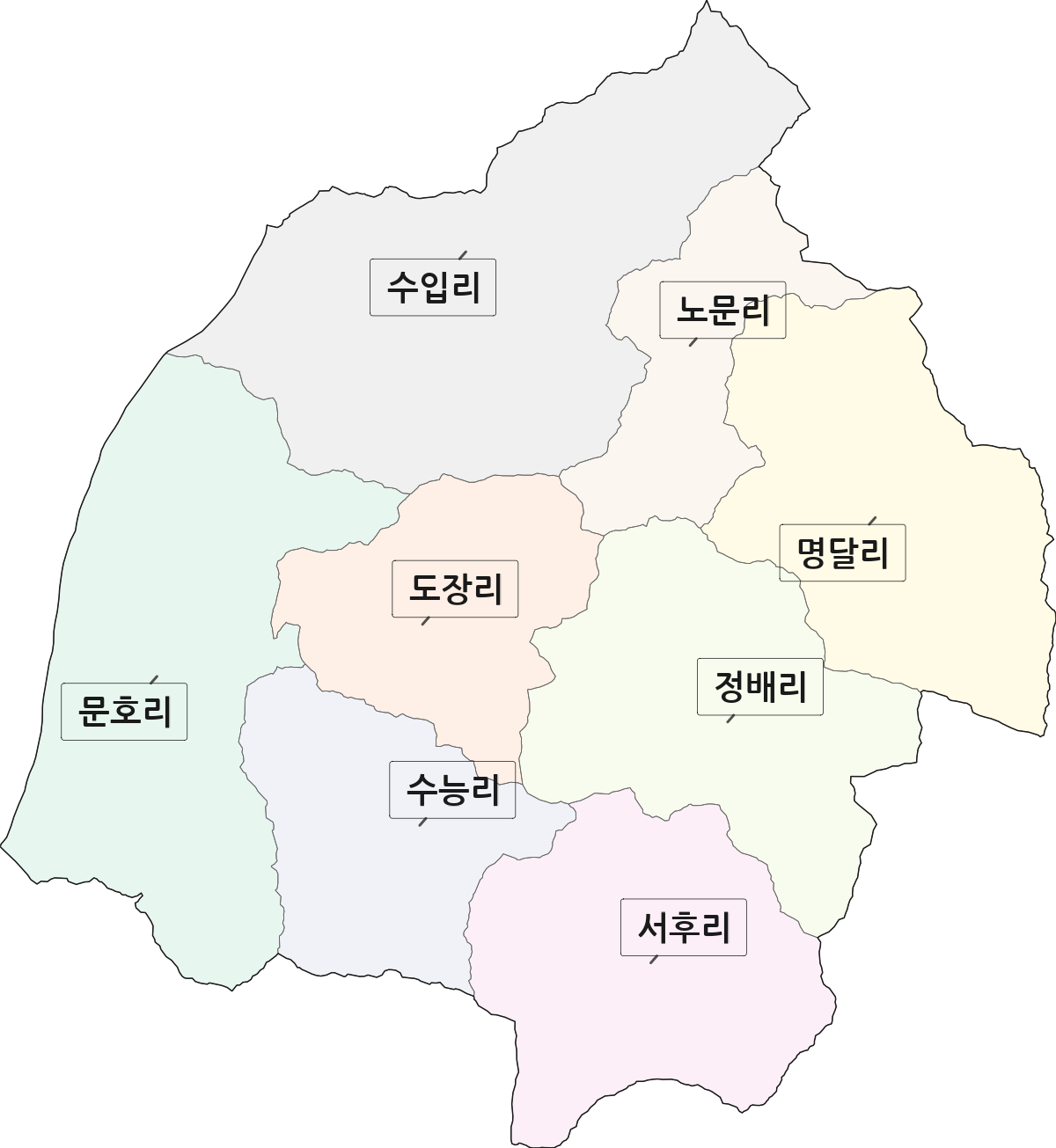 경기도 양평군 서종면 법정동 리 구분 행정구역 경계 지도