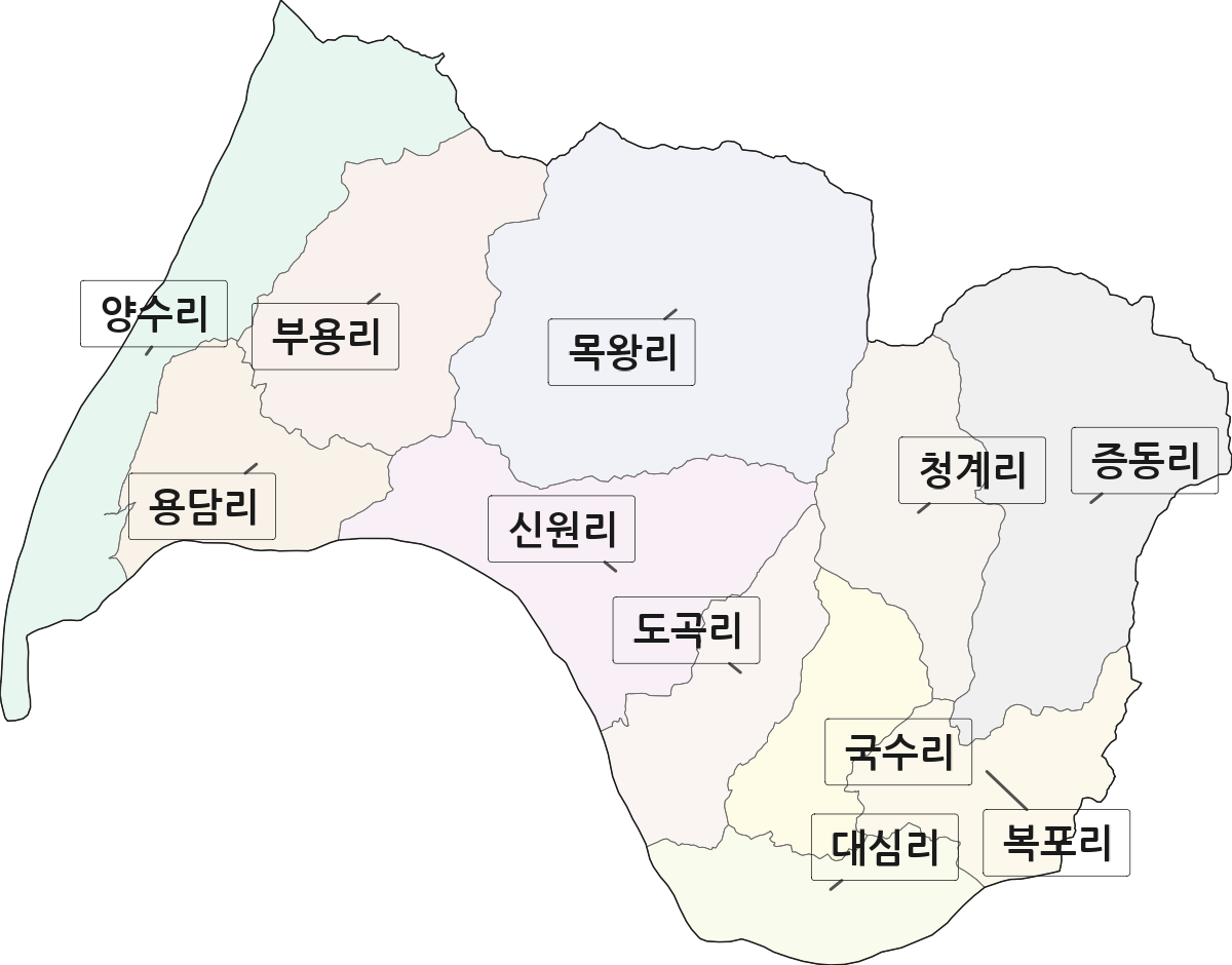 경기도 양평군 양서면 법정동 리 구분 행정구역 경계 지도