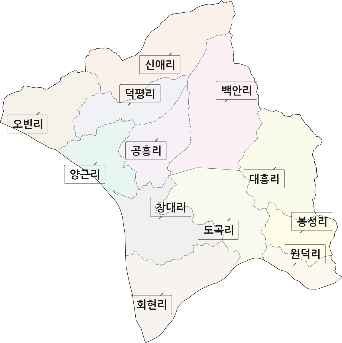 경기도 양평군 양평읍 법정동 리 구분 행정구역 경계 지도