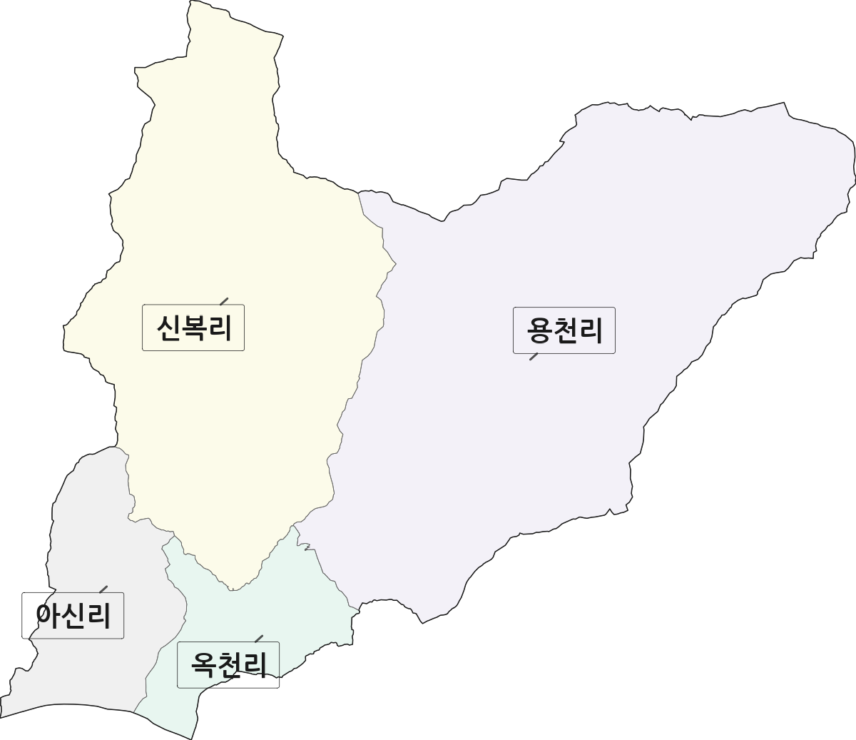 경기도 양평군 옥천면 법정동 리 구분 행정구역 경계 지도