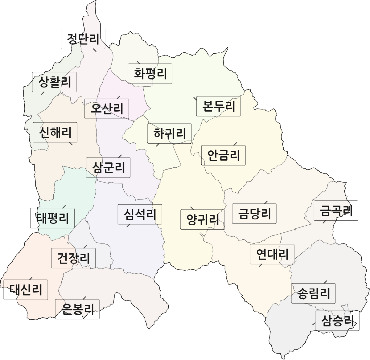 경기도 여주시 가남읍 법정동 리 구분 행정구역 경계 지도