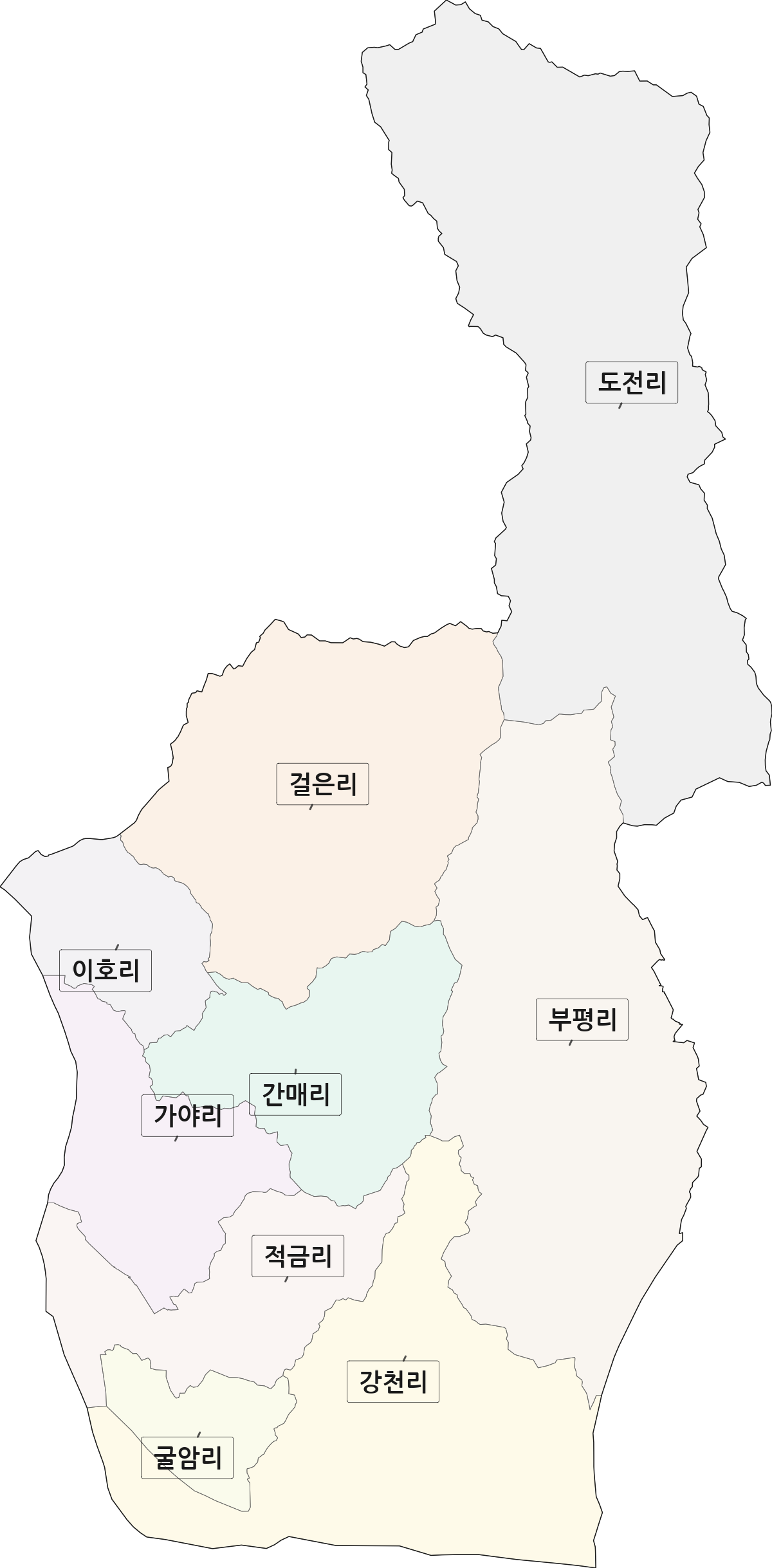 경기도 여주시 강천면 법정동 리 구분 행정구역 경계 지도