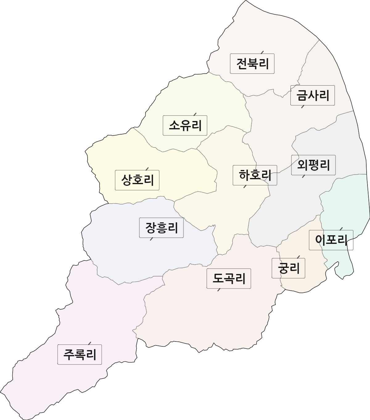 경기도 여주시 금사면 법정동 리 구분 행정구역 경계 지도