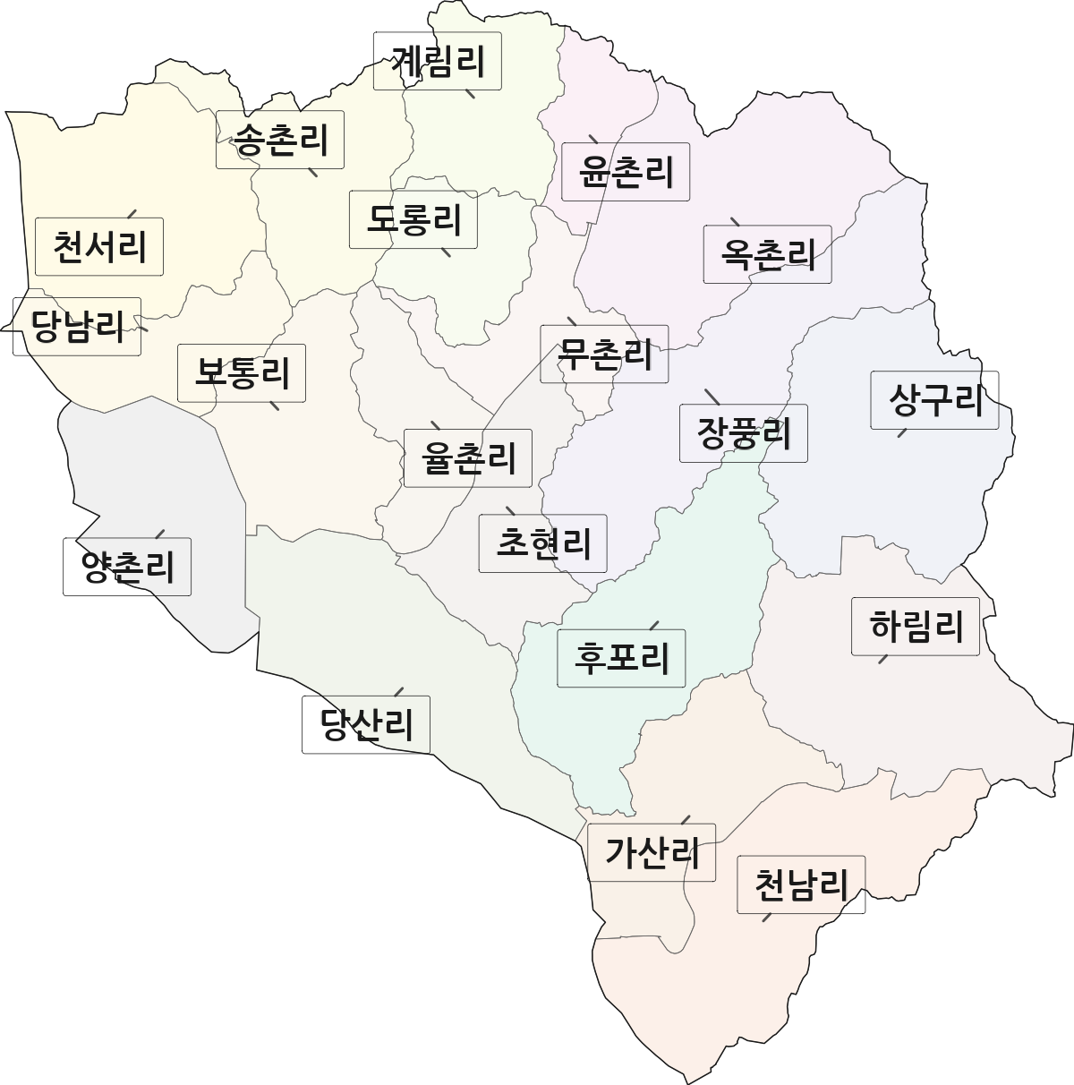 경기도 여주시 대신면 법정동 리 구분 행정구역 경계 지도