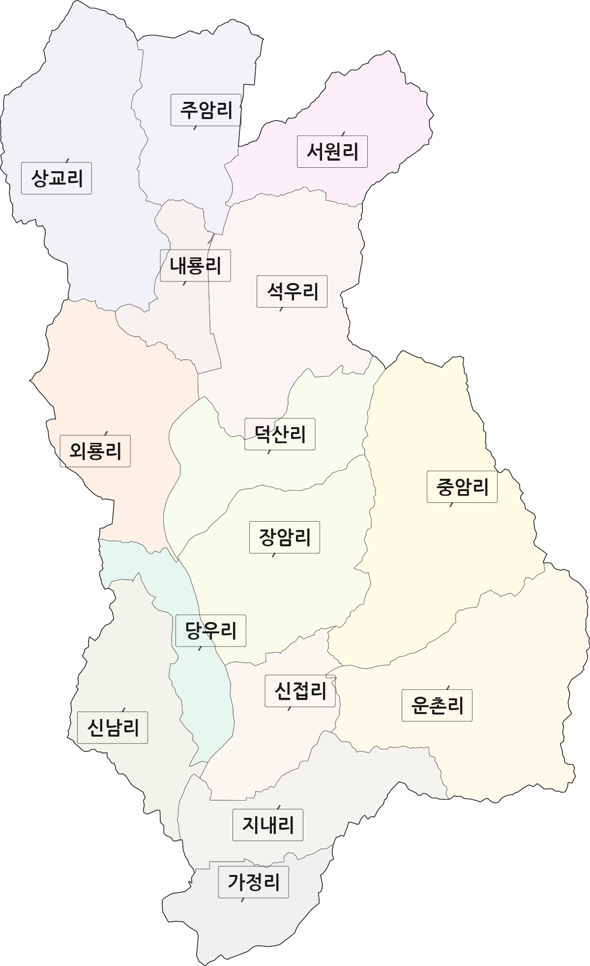 경기도 여주시 북내면 법정동 리 구분 행정구역 경계 지도