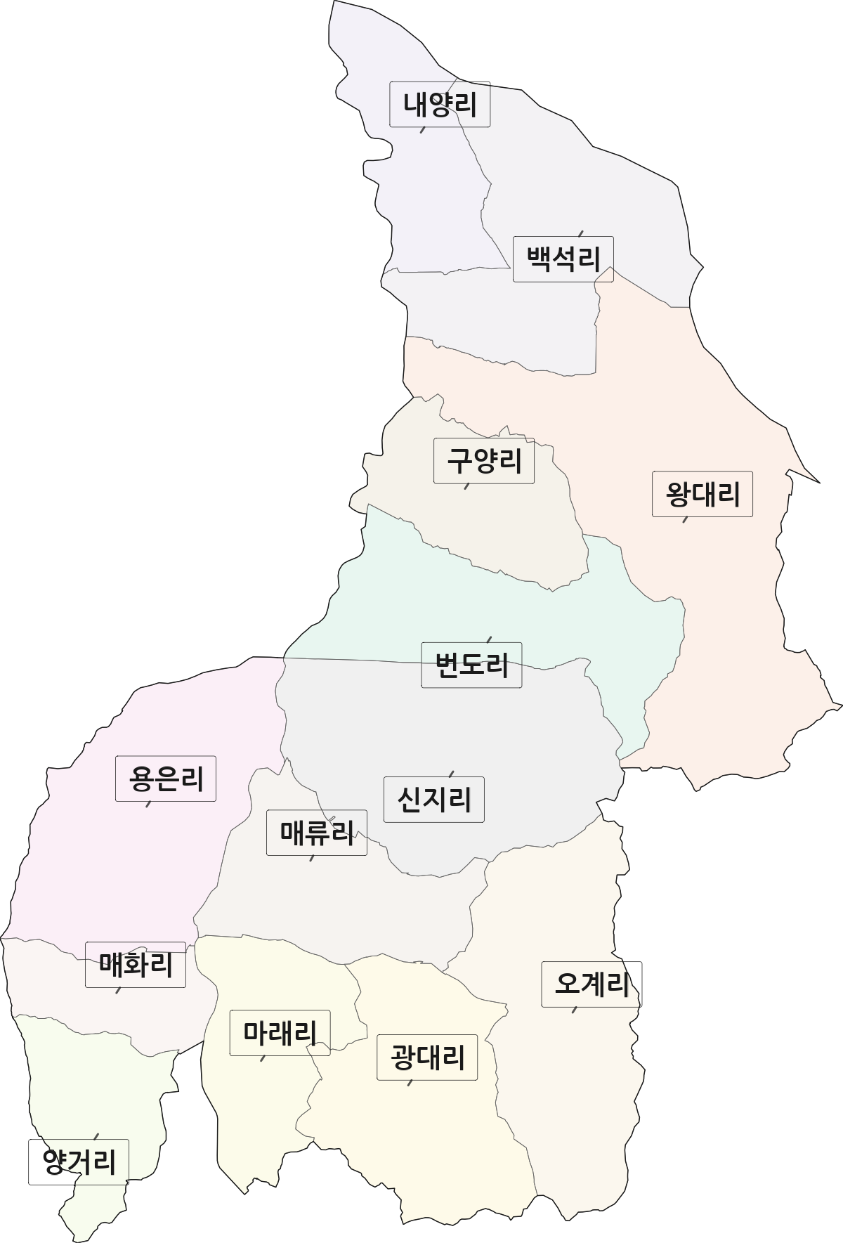 경기도 여주시 세종대왕면 법정동 리 구분 행정구역 경계 지도