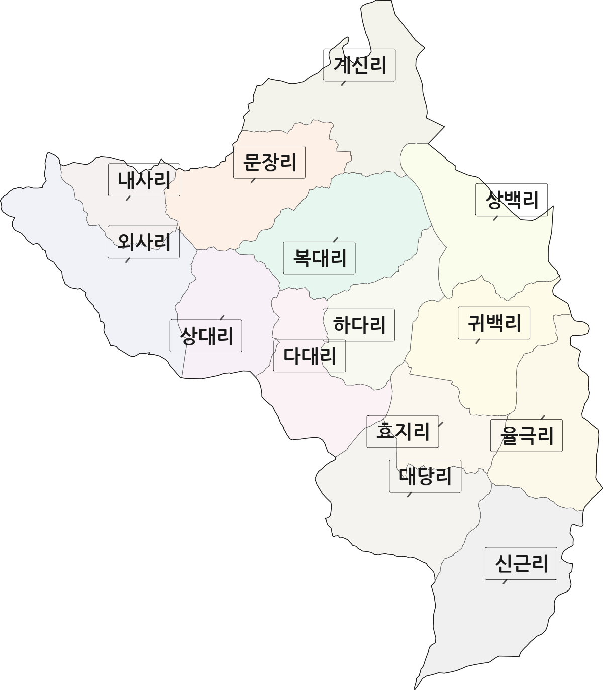경기도 여주시 흥천면 법정동 리 구분 행정구역 경계 지도