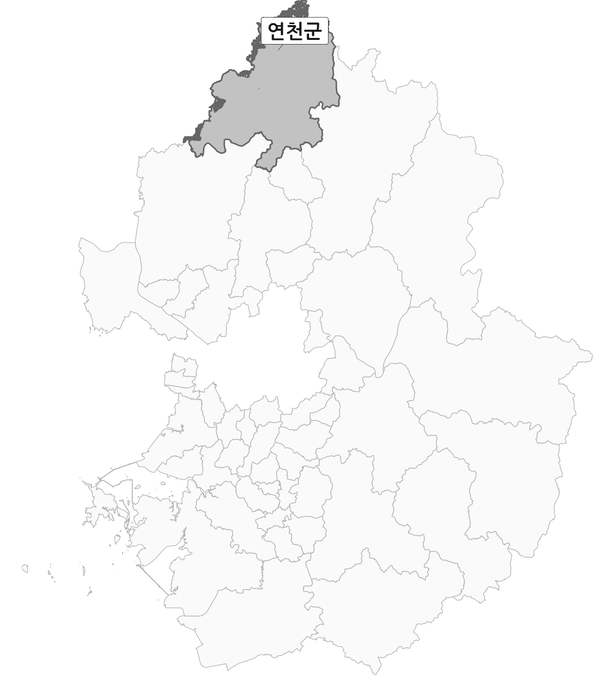 경기도 범위 내 연천군 행정구역 경계 지도