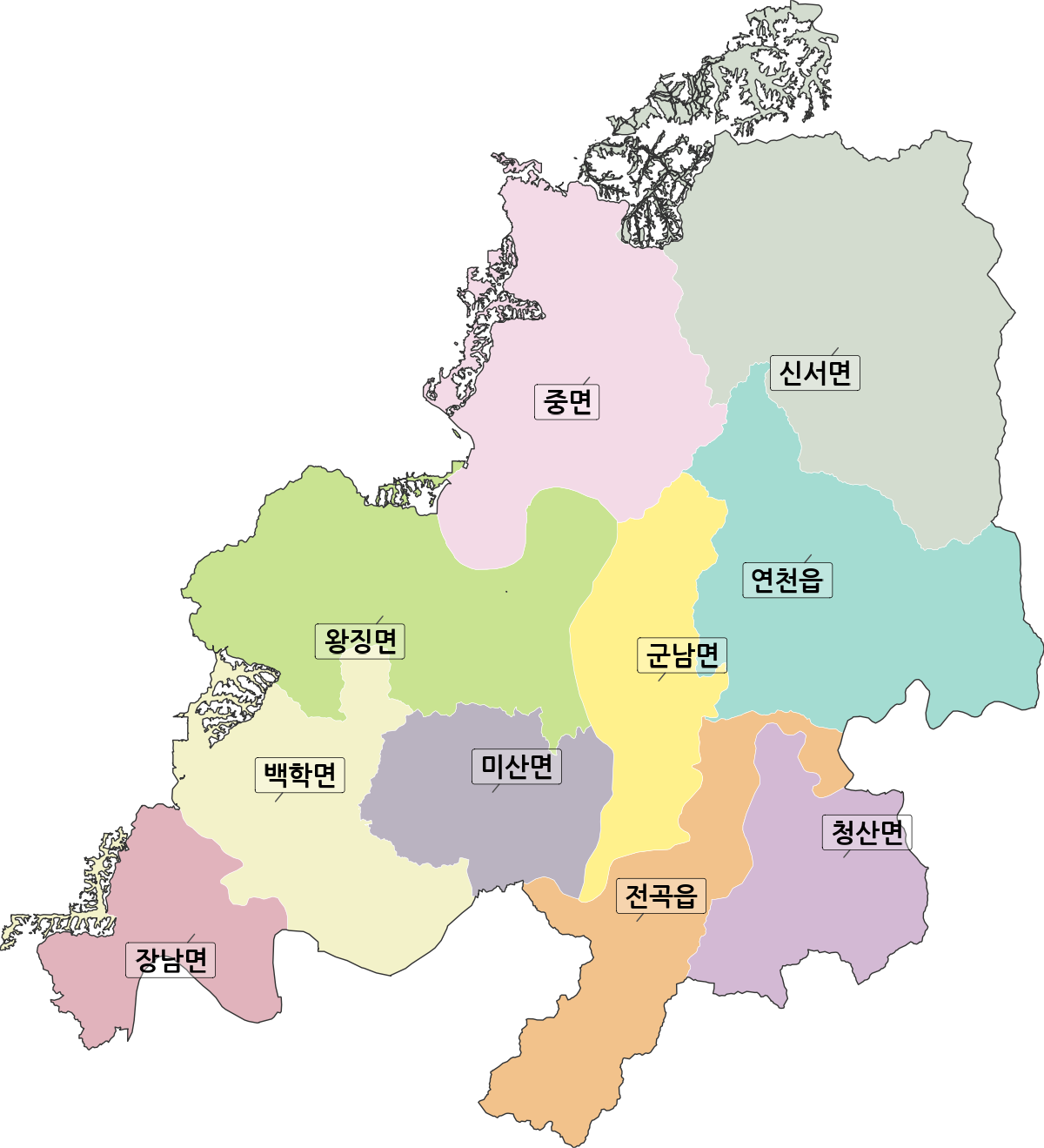 경기도 연천군 법정동 행정구역 경계 지도