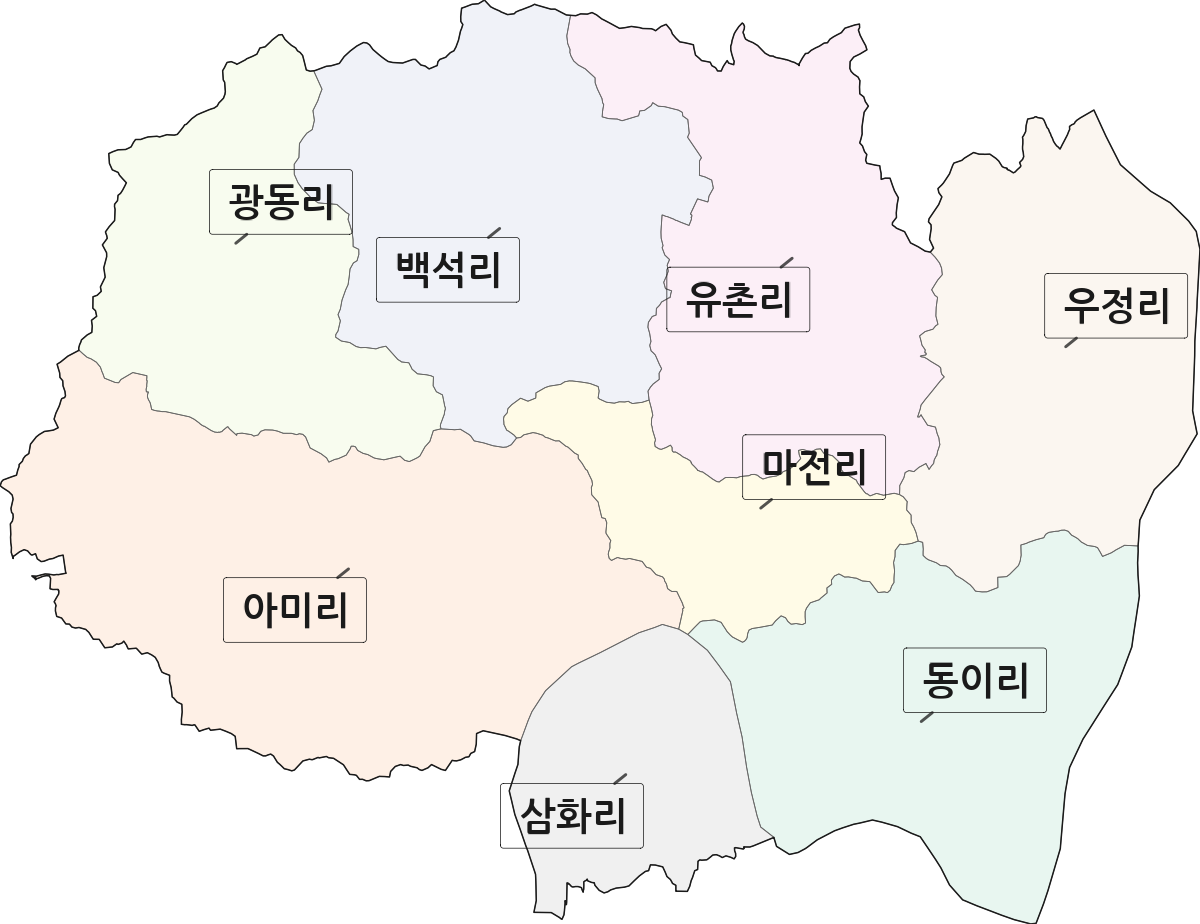 경기도 연천군 미산면 법정동 리 구분 행정구역 경계 지도