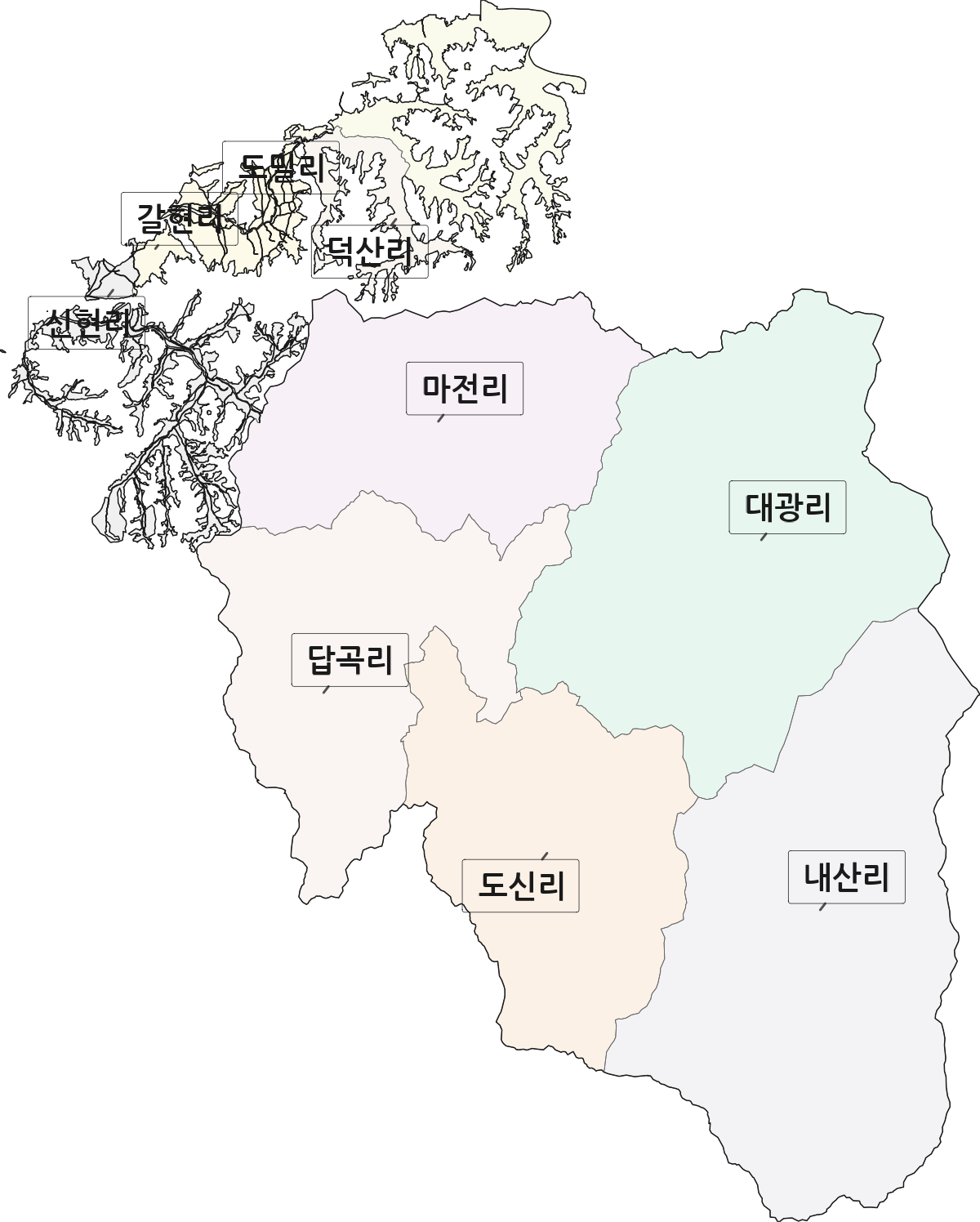 경기도 연천군 신서면 법정동 리 구분 행정구역 경계 지도