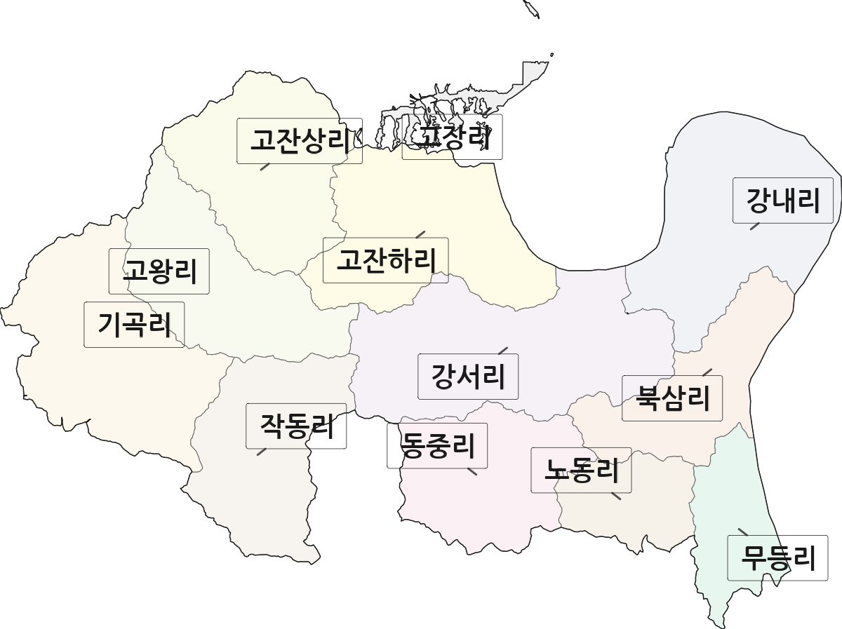 경기도 연천군 왕징면 법정동 리 구분 행정구역 경계 지도