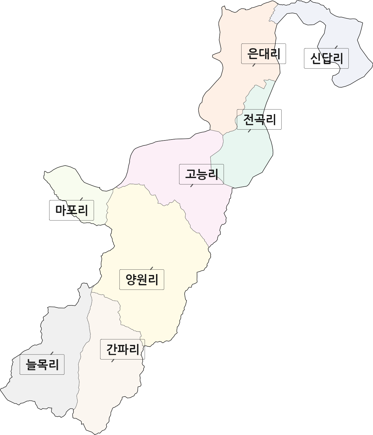 경기도 연천군 전곡읍 법정동 리 구분 행정구역 경계 지도