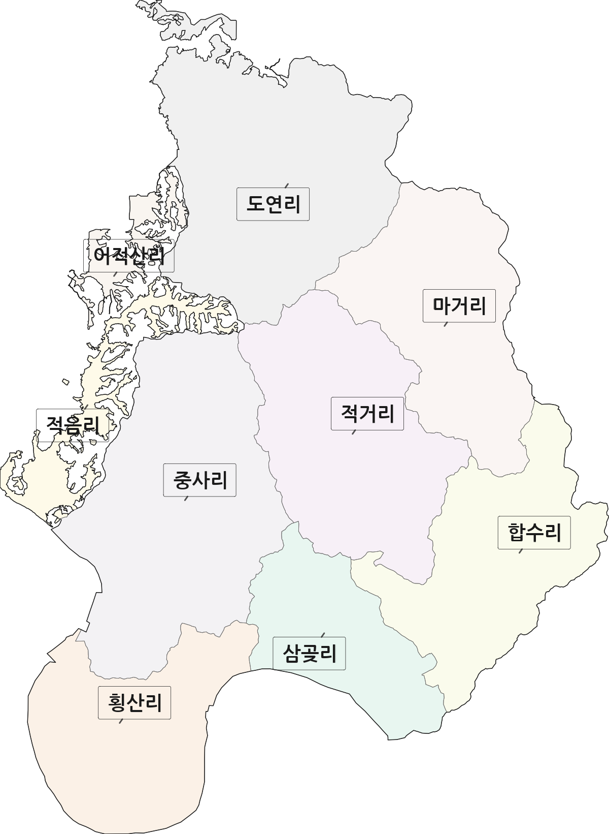 경기도 연천군 중면 법정동 리 구분 행정구역 경계 지도