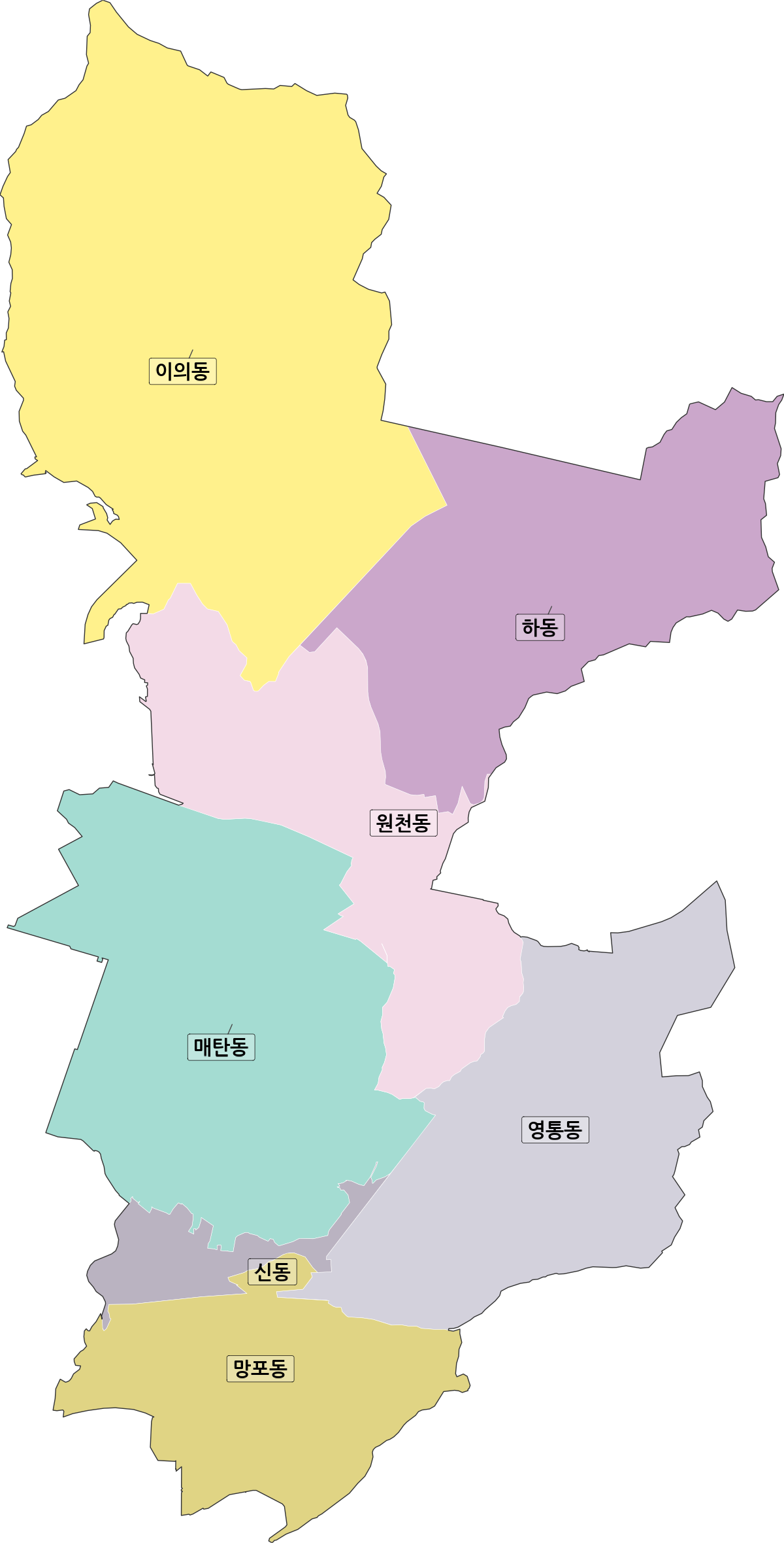 경기도 수원시 영통구 법정동 행정구역 경계 지도