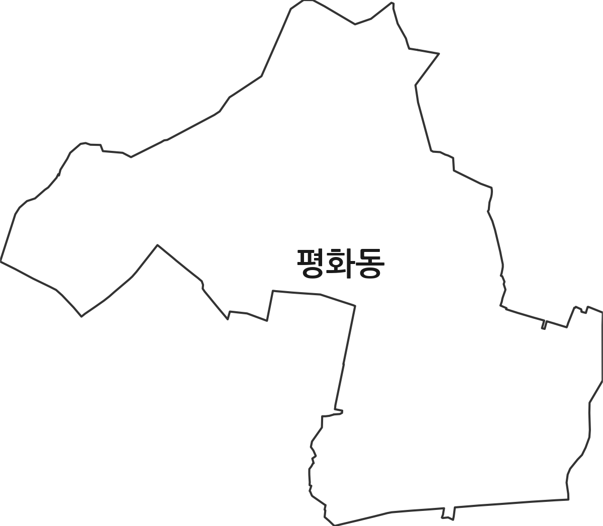 경상북도 안동시 평화동 행정동 행정구역 경계 지도