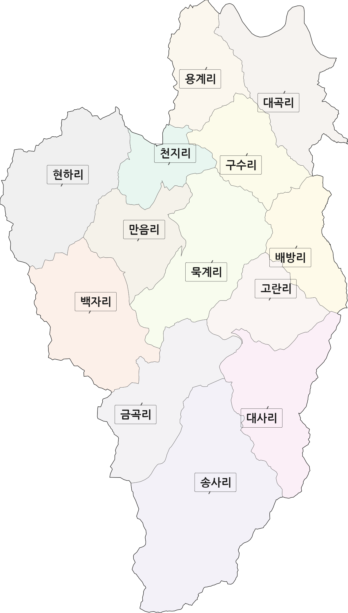 경상북도 안동시 길안면 법정동 리 구분 행정구역 경계 지도