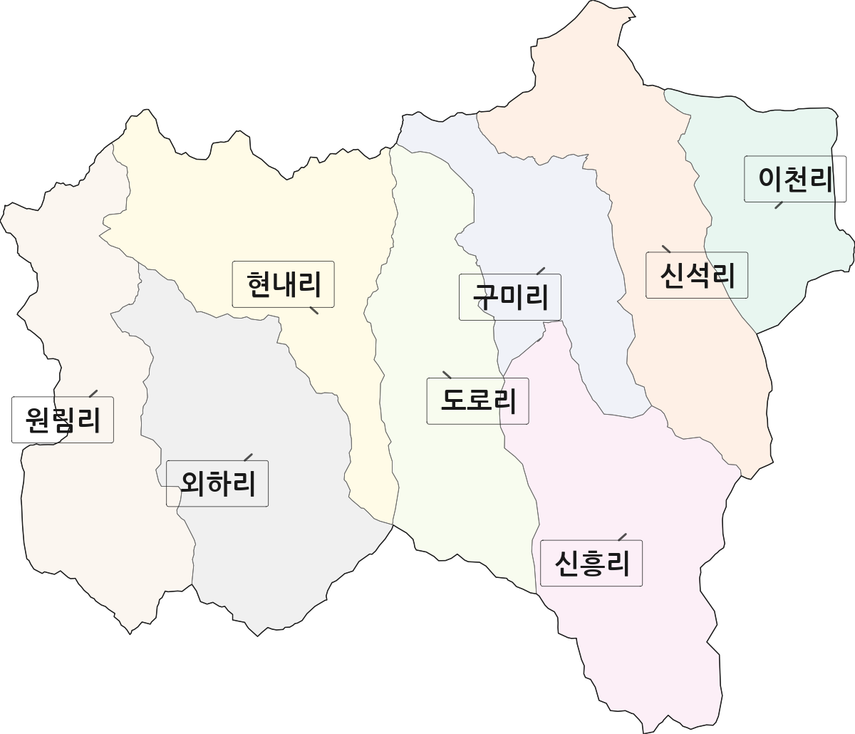 경상북도 안동시 남선면 법정동 리 구분 행정구역 경계 지도