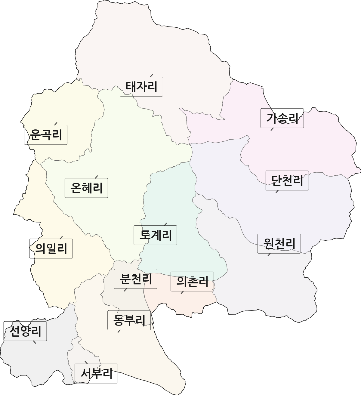 경상북도 안동시 도산면 법정동 리 구분 행정구역 경계 지도