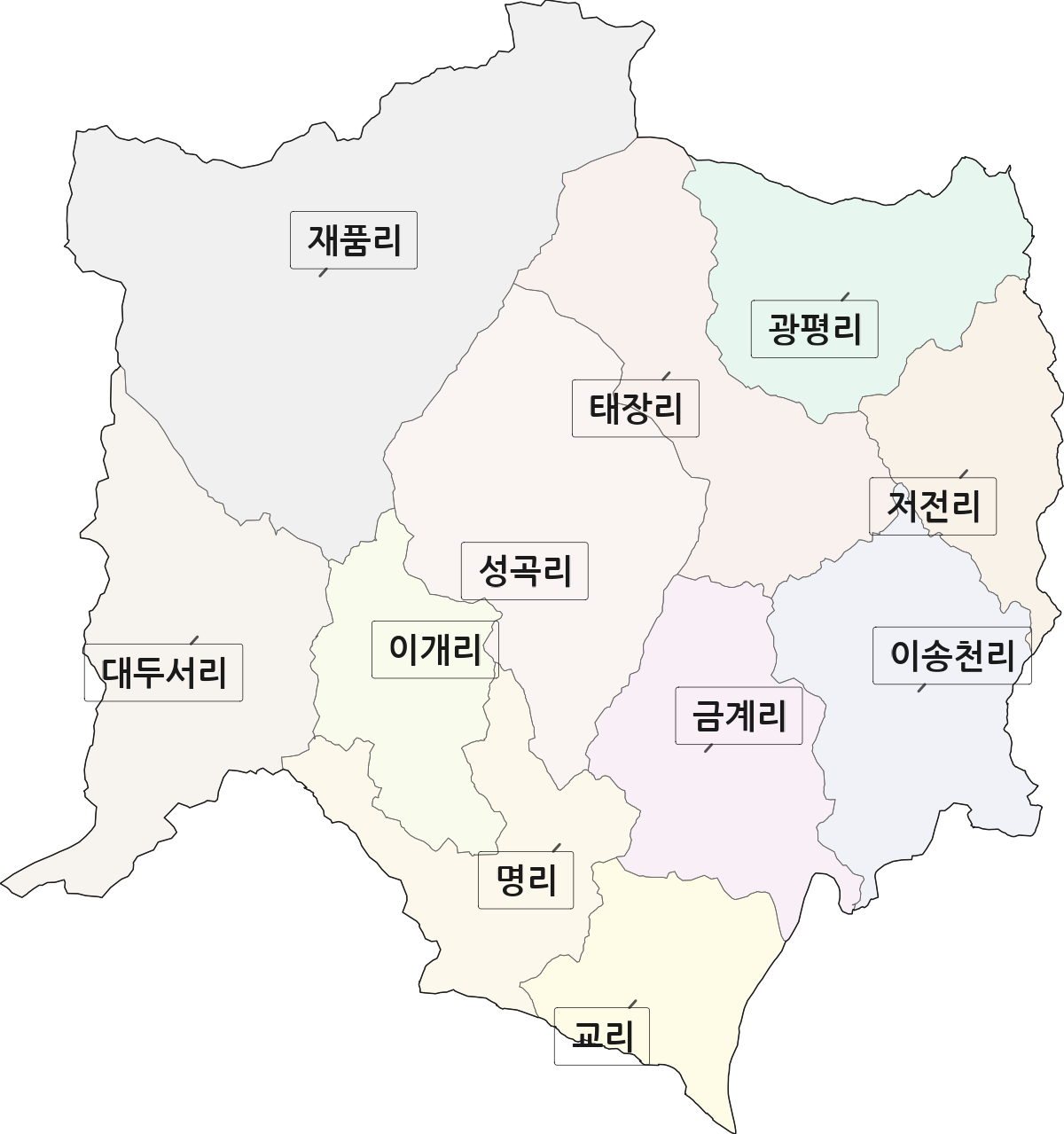 경상북도 안동시 서후면 법정동 리 구분 행정구역 경계 지도
