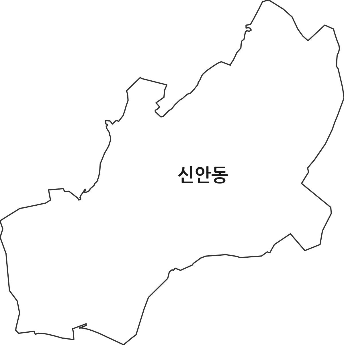 경상북도 안동시 신안동 법정동 행정구역 경계 지도