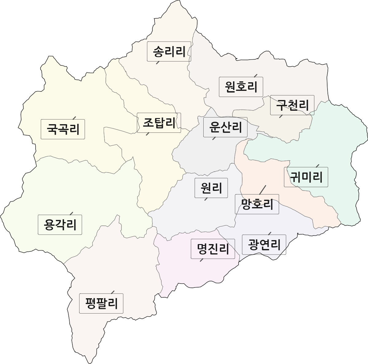 경상북도 안동시 일직면 법정동 리 구분 행정구역 경계 지도