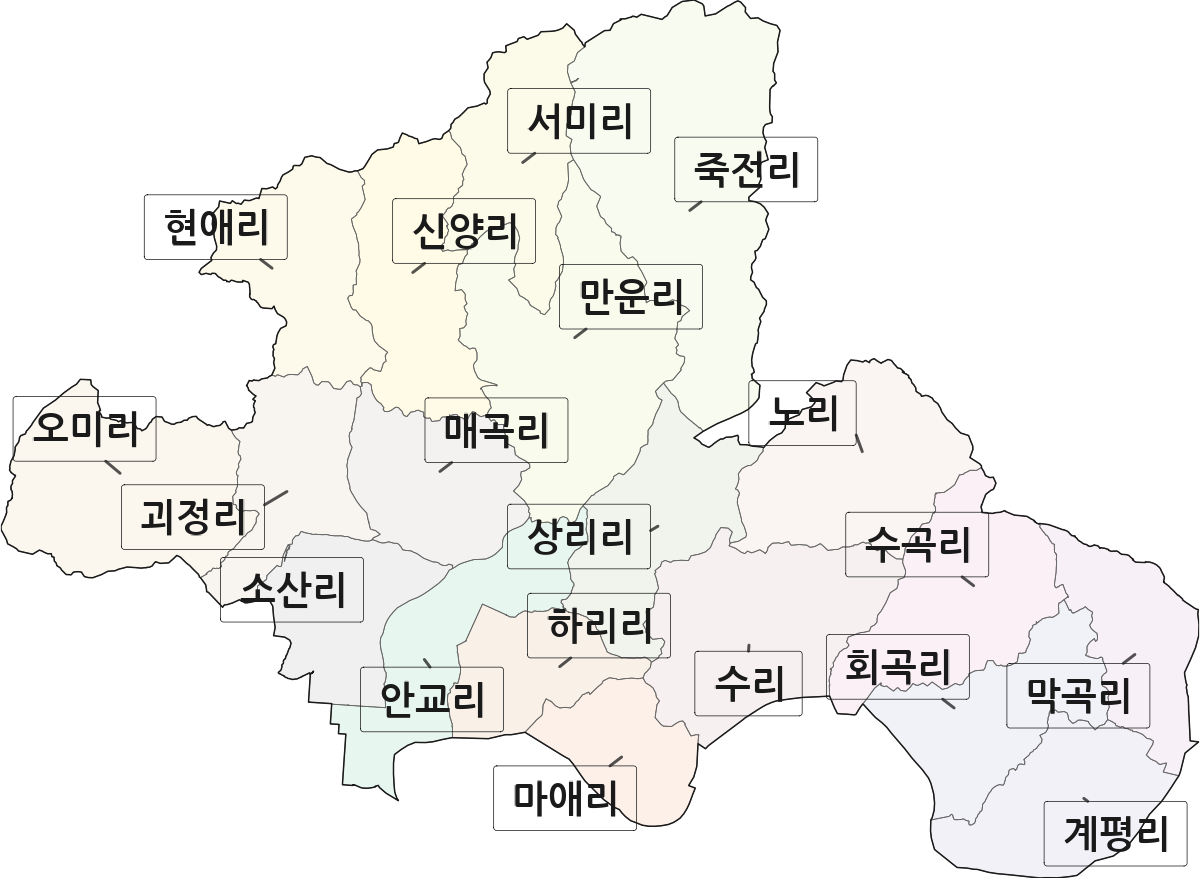 경상북도 안동시 풍산읍 법정동 리 구분 행정구역 경계 지도