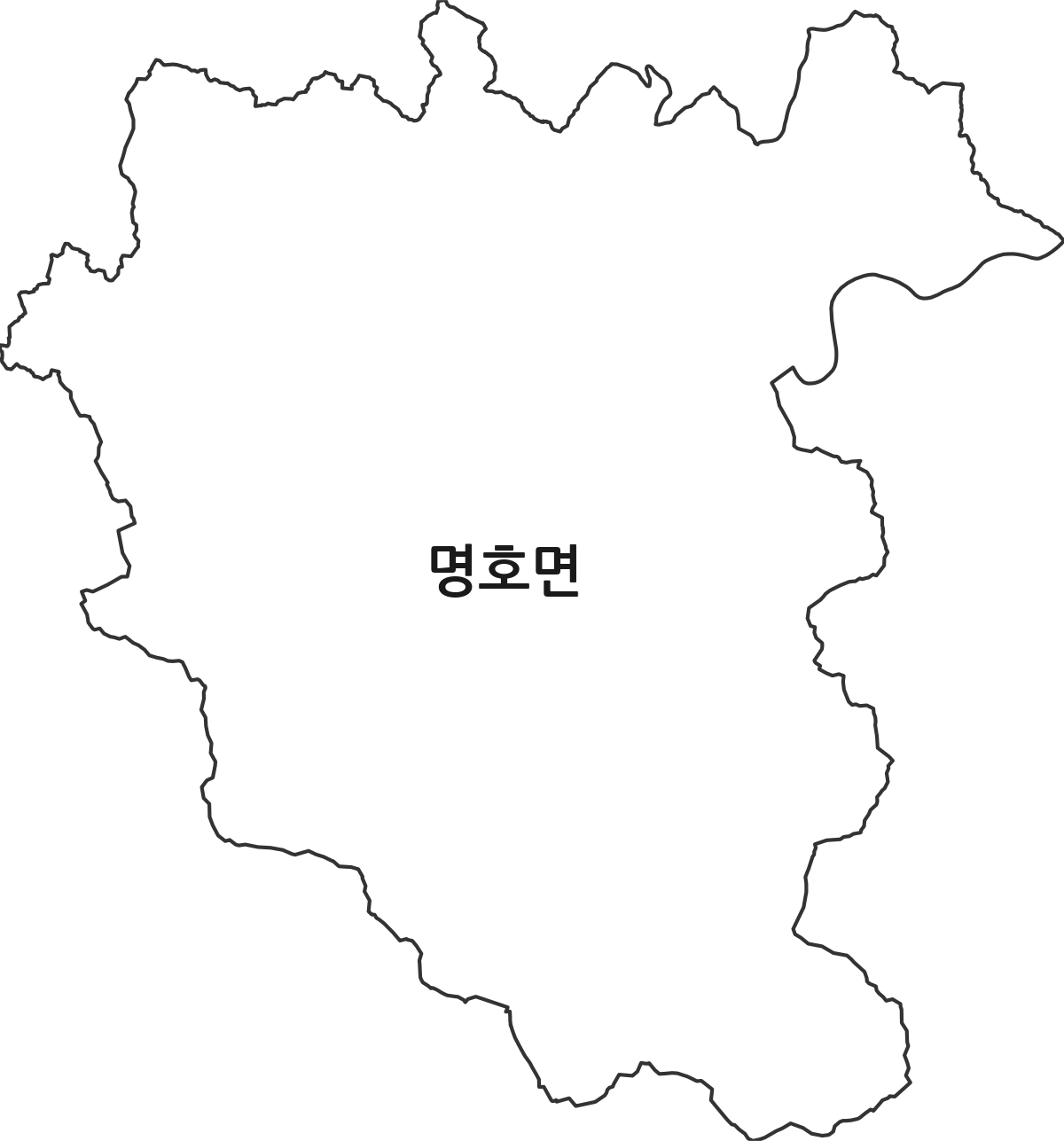 경상북도 봉화군 명호면 행정동 행정구역 경계 지도