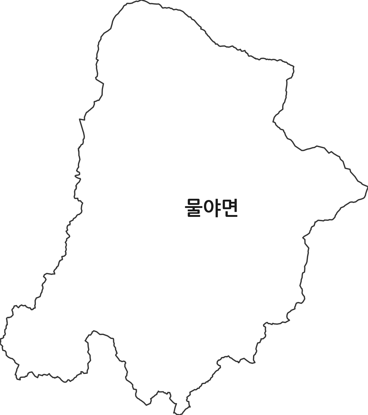 경상북도 봉화군 물야면 행정동 행정구역 경계 지도