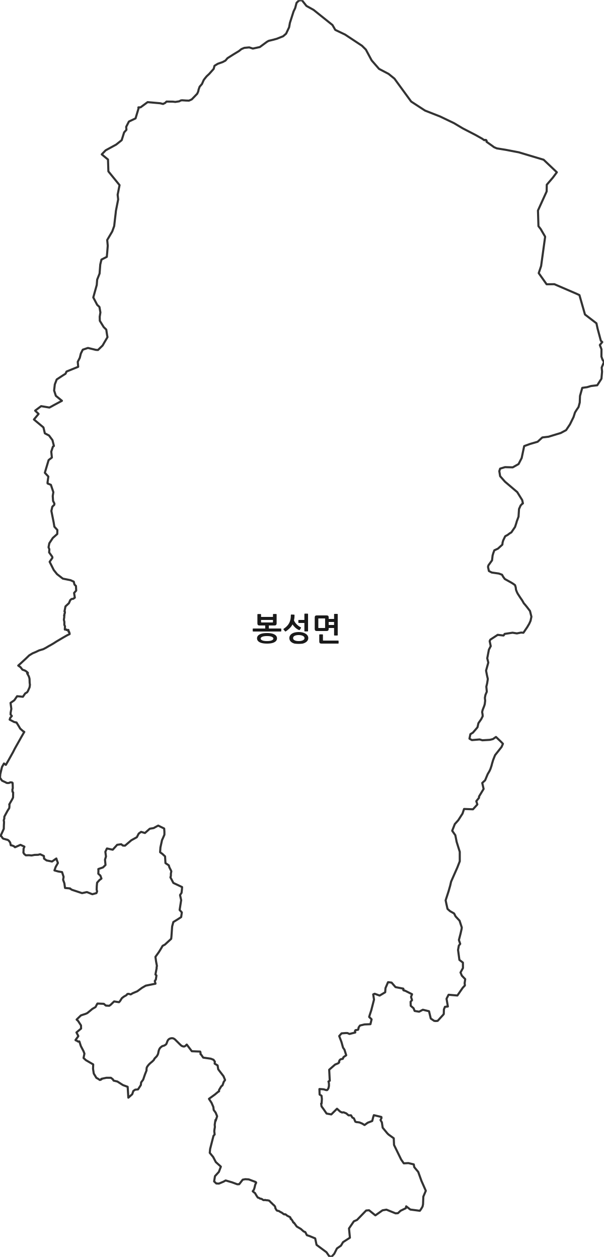 경상북도 봉화군 봉성면 행정동 행정구역 경계 지도