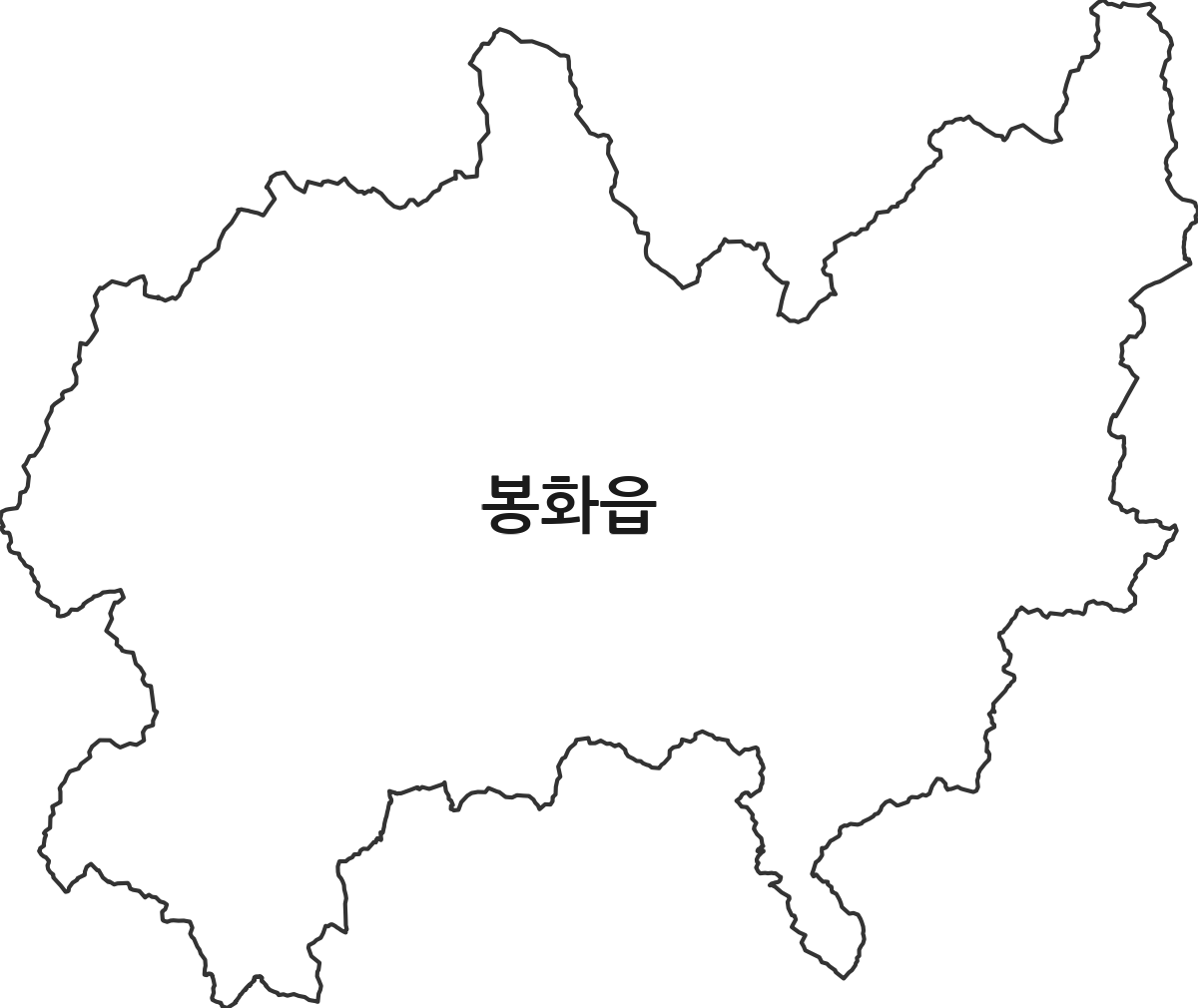 경상북도 봉화군 봉화읍 행정동 행정구역 경계 지도