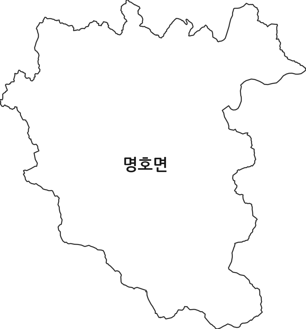 경상북도 봉화군 명호면 법정동 행정구역 경계 지도