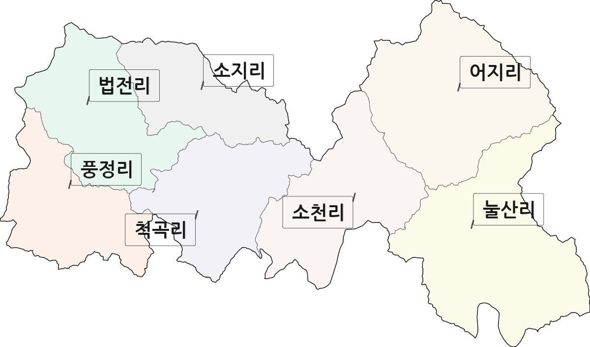 경상북도 봉화군 법전면 법정동 리 구분 행정구역 경계 지도
